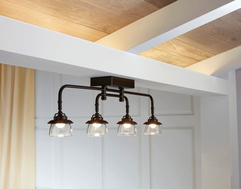 Flush Mount Kitchen Lighting Ideas, Above Sink Light, Sink Lighting, Kitchen Sink Lighting, Track Lighting Kitchen, Barn House Interior, Above Sink, Low Ceiling Lighting, Track Lighting Kits