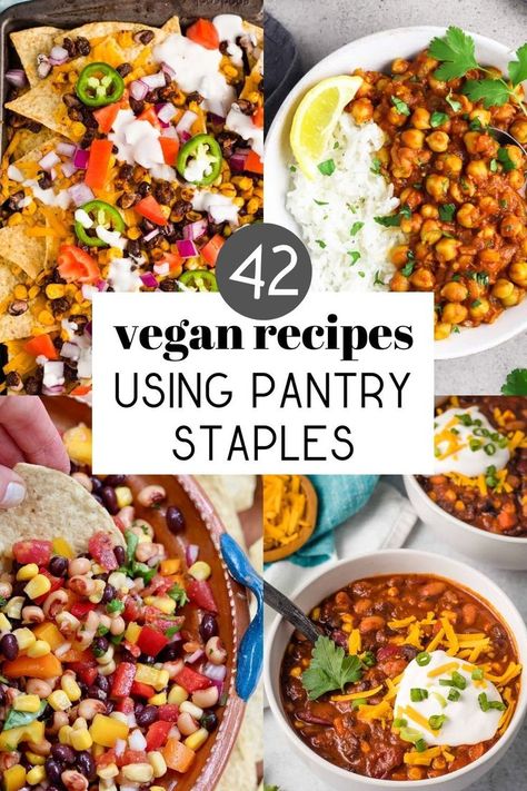 Need to use up some canned foods and pantry staples? Try some of these simple vegan recipes. #pantrymeals #simplecooking #easyingredients Canned Food Recipes, Simple Vegan Recipes, Vegan Pantry, Canned Foods, Easy Vegan Dinner, Vegan Soup Recipes, Vegan Meal Prep, Pantry Staples, Vegan Cooking