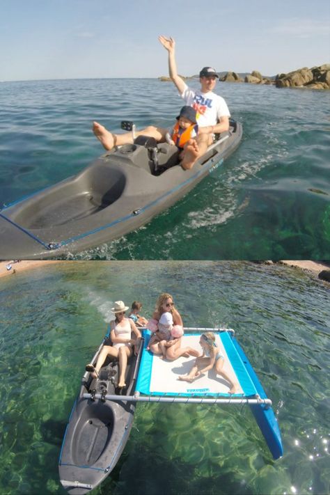 Pedal, motor, or both: The hybrid kayak that lets you choose your ride Pedal Powered Kayak, Kayak Mods, Pedal Boats, Construction Diy, Canyon Lake, Material Art, Pedal Power, Boat Plans, Catamaran