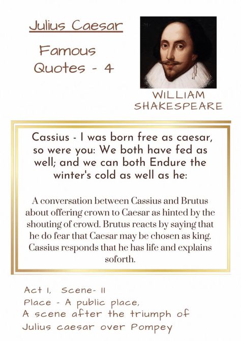 William Shakespeare Famous quotes from Julius Caesar Effective Quotes, Julius Caesar Shakespeare, Teaching Shakespeare, William Shakespeare Quotes, Shakespeare Quotes, Julius Caesar, William Shakespeare, Study Notes, Famous Quotes