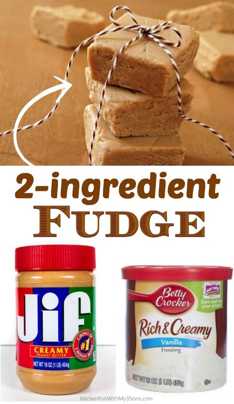 2 Ingredient Fudge is the easiest way to make fudge ever and so delicious. Make chocolate fudge or peanut butter with only two ingredients. #food #yummy #recipe #fudge #easy #simple #dessert Three Ingredient Peanut Butter Fudge, Easy Fudge Recipe 3 Ingredients, Two Ingredient Fudge, Simple Fudge, 3 Ingredient Fudge Recipe, Peanut Butter Fudge Recipes Easy, Butterscotch Fudge, 2 Ingredient Fudge, Cookie Dough Fudge