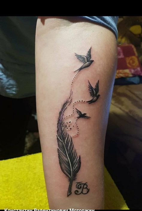 Feather Tattoo Women, Forearm Feather Tattoo, Feather Tattoo Design, Capricorn Quotes, Inner Forearm, Forearm Tattoo Women, Tattoo Women, Feather Tattoo, Tattoos For Daughters