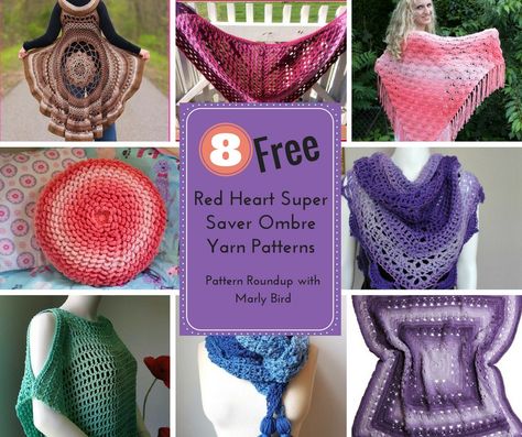 How fun to be featured in this Red Heart Ombre (isn't it pretty!?) yarn round up by Marly Bird!  8 gorgeous, free patterns....what's not to love?  http://www.marlybird.com/8-free-red-heart-super-saver-ombre-yarn-patterns/ Red Heart Yarn Colors, Knitting Patterns Hats Women, Crochet Patterns Free Women, Ombre Crochet, Marly Bird, Red Heart Super Saver Yarn, Yarn Patterns, Red Heart Patterns, Ombre Yarn