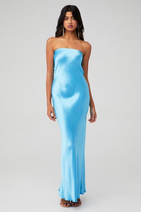 BEC + BRIDGE | X Fashionpass Moon Dance Strapless Dress in Azure| FashionPass Moon Dance, Bec Bridge, Bec & Bridge, Event Dresses, Formal Event, Clothing Items, Strapless Dress, Bridge, Bridesmaid Dresses