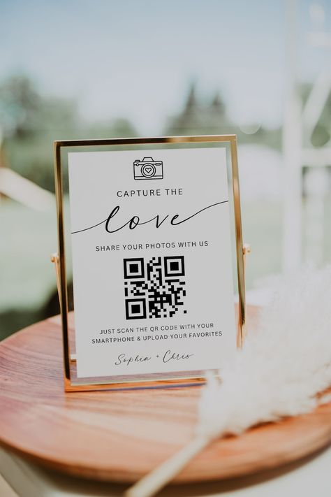 Capture the Love Wedding Sign, Wedding QR Code Signs, Wedding Photo Sign, Share the Love, Instant Download, Editable Template, Canva - Etsy Wedding Photo Share Qr Code, Share Pictures Wedding Sign, Wedding Photo Sharing Signs, Sharing Photos At Wedding, Share The Love Wedding Sign, Wedding Instant Photo Ideas, Wedding Inspo Fairytale, Wedding Qr Code Sign Photos, We Code Wedding Photos