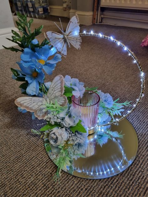 Blue Butterfly Quinceanera Theme Centerpieces, Butterfly Centerpieces Quinceanera, Butterfly Theme Centerpieces, Butterfly Table Centerpieces, Butterfly Centerpiece Ideas, Butterfly Wedding Centerpieces, Butterfly Party Centerpieces, Quince Centerpieces, Centerpieces Quinceanera