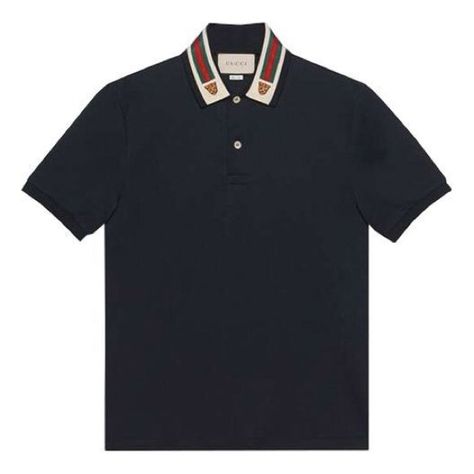 Gucci Men’s Tiger Head Short Sleeve Polo Navy Blue Large Style Number: 545714-Xjagu-4685 The Men's Web And Tiger Head Polo Shirt From The Italian Brand Gucci Is Breathable And Robust. The Tiger Heads Accentuate The Tips Of The Collar And Give The Polo Shirt A Dressy Look. Made In Italy New With Tags Gucci Stripe, Gucci Sweater, Gucci Shirts, Mens Casual Dress Outfits, T Shorts, Tiger Head, Polo T Shirts, Mens Casual Dress, Gucci Men