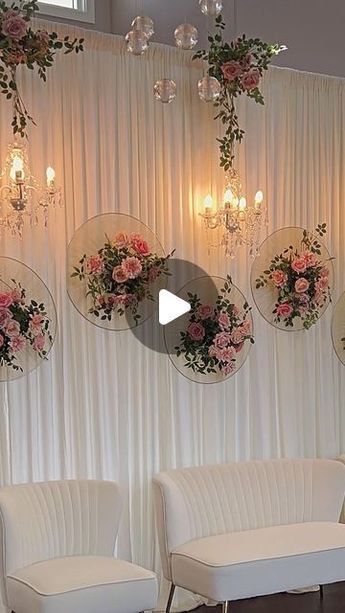 Noozay Decor, Diy Wedding Arch Flowers, Curtain Backdrop Wedding, Engagement Stage Decoration, Vintage Party Decorations, Simple Stage Decorations, Backdrop Floral, Blue Wedding Decorations, Diy Wedding Arch