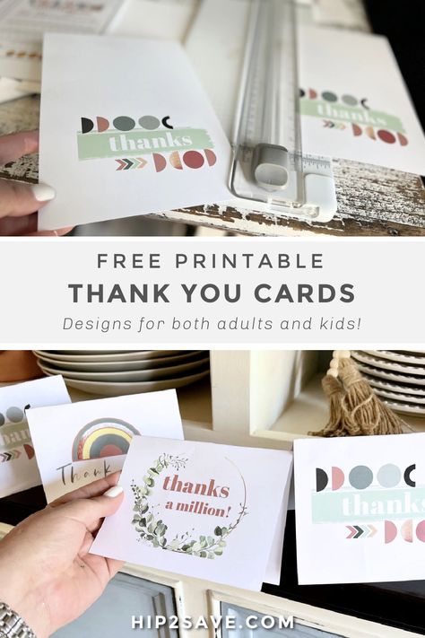 Save our cute all-occasion printable thank you cards for the next time you need one! These stylish modern designs are perfect to print at home. #freebies #freeprintables #thankyoucards #crafts #diy Free Printable Thank You Cards, Thanksgiving Homeschool, Thanksgiving Cards Printable, Funny Family Christmas Cards, Printable Thank You Notes, Thank You Note Template, Boy Printable, Writing Thank You Cards, Free Thank You Cards