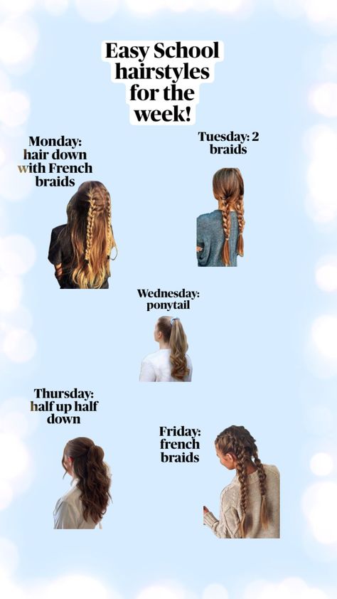 #hairstyleinspo #hairstylesoftheweek #school #hairstyles School Picture Hairstyles, Hairstyles School, Preppy Hairstyles, Easy Hairstyles For School, School Hairstyles, School Pictures, French Braid, Hair Pictures, Half Up Half Down