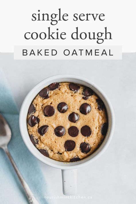 #HealthyFoodRecipesToLoseWeight Single Serve Cookie Dough, Breakfast Balanced, Baked Oatmeal For One, Oatmeal For One, Recipes With Protein, Single Serve Cookie, Healthy Baked Oatmeal, What Is Healthy Food, Baked Oatmeal Healthy