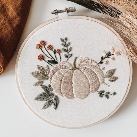 White Pumpkin Embroidery Pattern Fall Hand Embroidery Fall - Etsy Fall Hand Embroidery, Embroidery Pumpkin, Embroidery Fall, Autumn Embroidery, Fall Embroidery, Pumpkin Embroidery, Fall Embroidery Designs, Learning To Embroider, Diy Embroidery Kit