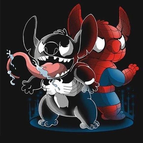 Stitch [as Spiderman & Venom] (As Marvel by Unknown) #LiloAndStitch Spiderman Stitch, Toothless And Stitch, Youtube Drawing, Lilo And Stitch Drawings, Stitch Drawing, Disney Collage, Disney Artwork, Stitch Cartoon, Stitch And Angel