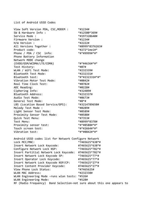 Android USSD Codes list.pdf Phone Codes Android, Phone Hacks Android Code, Codes For Android Phones, Mobile Hacking Codes Android, Hacking Codes, Ussd Code Android, Android Network Unlock Codes, 1 Billion Dollars, Phone Codes