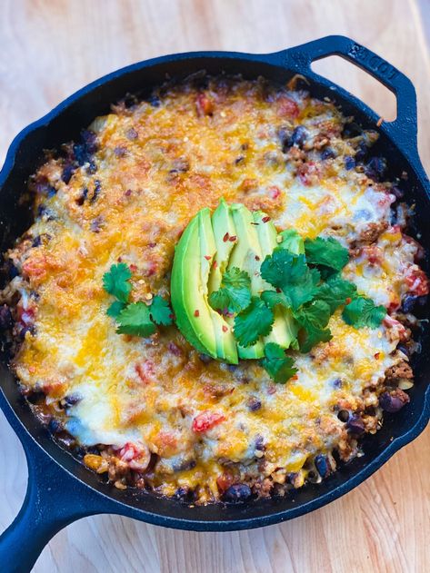 Ground Turkey Taco Bake, Turkey Taco Bake, Turkey Taco Casserole, Turkey Taco Skillet, Ground Turkey Taco Recipes, Aip Foods, Turkey Tacos Recipes, Taco Dishes, Unstuffed Peppers