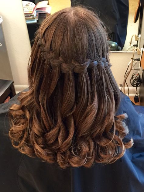 Waterfall braid child's wedding hairstyle done on my daughter Brielle. So pretty!! Hairstyle For Long Dress, Wedding Waterfall, Child Hairstyles, Foundation For Sensitive Skin, Waterfall Hairstyle, Style For Kids, French Braid Hairstyles, Hairstyles For Wedding, Waterfall Braid