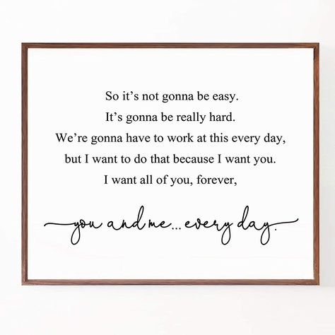 So It's Not Gonna Be Easy Art Print Master Bedroom Wall Art Bedroom Sign You and Me Everyday Sign Wall Decor, 8x10 inch No Frame Teen Boy Room, Teen Boy Bedroom, Bedroom Signs, Wall Art Bedroom, Sign Wall Decor, Easy Art, Art Bedroom, Simple Prints, Amazon Handmade