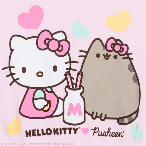 Hello Kitty X Pusheen, Pusheen Shop, Cropped Sweatshirt, Pusheen, Simple Way, Apparel Accessories, Hello Kitty, Milk, Kitty