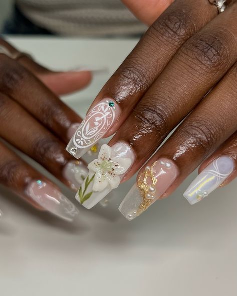 Lily of the valley 𓍢ִ໋🌷͙֒ 🫧🪷 all hand sculpted flowers ✧ : *✧ ib @shynebychelle :* ✧ *✧: #gelnails #nailinspo #nailinspiration #nailart #naildesigns #nailartinspo #nailsoftheday #gelx #gelxnails #apresgelx #handpaintednails Lily Flower Nails, Sculpted Flowers, Gel Nail Tutorial, Lily Nails, Nail Tutorial Videos, Nail Store, Flower Nail Designs, Best Acrylic Nails, Nail Tutorials