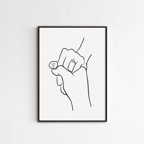 Family Line Drawing, Holding Hands Line Art, Line Art Family, Holding Hands Drawing, Engagement Hand, Couple Artwork, Wedding Frame Gift, Diy Graduation Gifts, Face Line Drawing