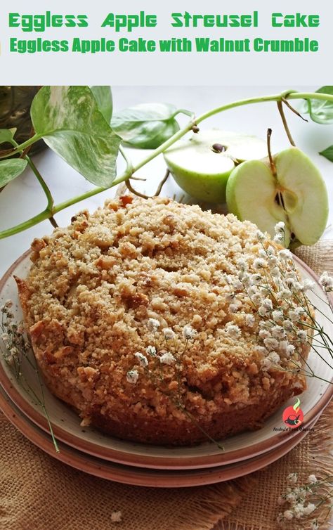 Eggless Apple Cake Recipe, Apple Streusel Cake, Crumble Cake Recipe, Apple Crumble Cake, Crumb Coffee Cakes, Apple Crumb Cakes, Breakfast Coffee Cake, Streusel Cake, Apple Streusel