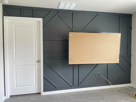 Accent Walls For Tv Wall, Accent Wall With Door Frame, Accent Wall For Tv Mounted Tv, Accent Wall With Window In Middle, Diy Accent Wall Behind Tv, Accent Wall With A Window, Accent Wall With Doorway, Accent Wall Tv Living Room, Accent Wall With Door