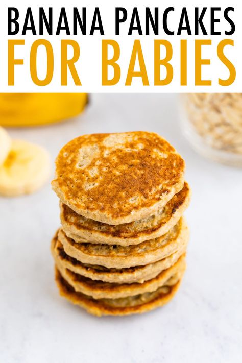 Banana Pancakes For Baby, Banana Oatmeal Pancakes, Baby Meals, Banana Oat Pancakes, Baby Pancakes, Easy Baby Food Recipes, Banana Pancakes Recipe, Banana And Egg, Baby Led Weaning Recipes