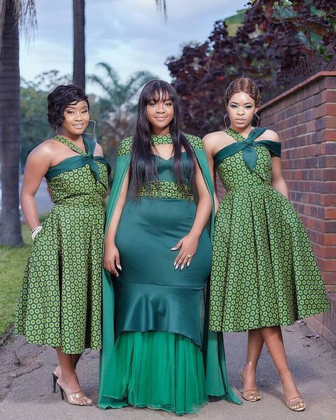 SESHOESHOE DRESS PATTERNS Bridesmaid Dress Patterns, Seshoeshoe Dresses, Patterned Bridesmaid Dresses, South African Traditional Dresses, African Traditional Wear, African Traditional Wedding Dress, Shweshwe Dresses, African Wedding Attire, Traditional African Clothing