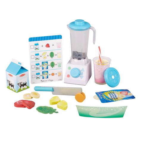 Pretend Play Blender | Play Smoothie Maker Smoothie Maker, Cup With Lid And Straw, Wooden Knife, Smoothie Makers, Melissa And Doug, Melissa & Doug, Milk Carton, Menu Card, Cup With Lid