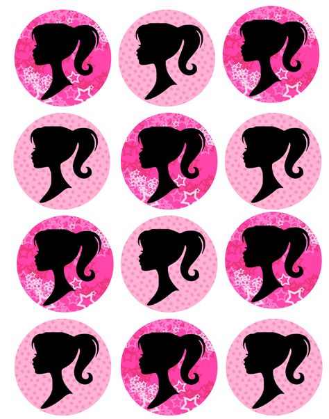 Vintage Cup: New 382 Vintage Barbie Cupcake Toppers DDF Diy Cake Topper Printable, Barbie Cupcakes, Barbie Decorations, Barbie Doll Birthday Cake, Diy Cake Topper Birthday, Doll Birthday Cake, Barbie Silhouette, Barbie Party Decorations, Barbie Theme Party