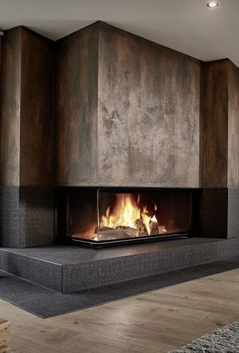 Cool Mantle Ideas, Stainless Fireplace, Fireplace Modern Design, Contemporary Fireplace Designs, Elegant Living Room Design, Living Room Decor Fireplace, Contemporary Fireplace, Home Fireplace, Modern Fireplace