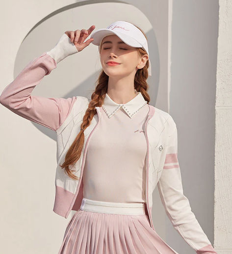 All Pink Golf Gear | Womens Golf Outfit Inspo | Valentines Day Golf Gifts Womens Golf Outfit, Outfit Golf, Womens Golf, Yoga Jacket, Golf Gear, Active Jacket, Slim Fit Top, Women's Workout, Golf Outfits Women