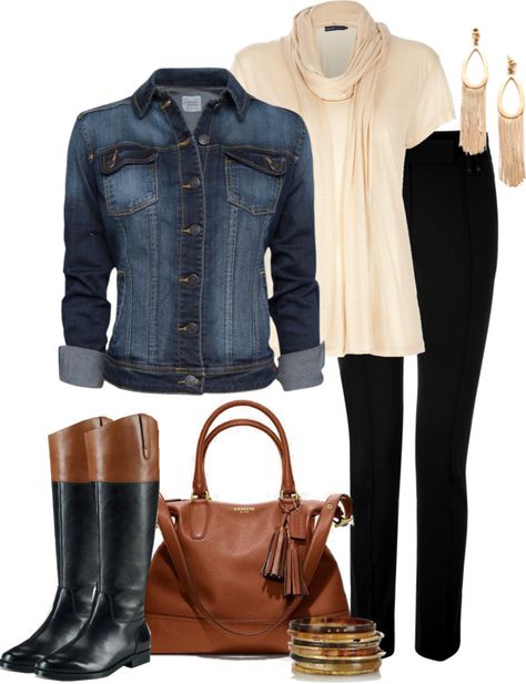 "Black, Brown, and Denim" by averbeek on Polyvore Two Toned Riding Boots Outfit, Black And Brown Riding Boots Outfit, Black And Brown Boots Outfit, Brown Riding Boots Outfit, Black And Brown Boots, Riding Boot Outfits, Two Tone Boots, Cream Boots, Brown Riding Boots