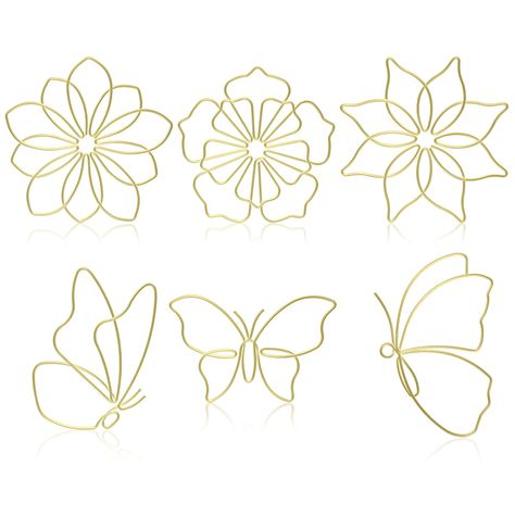 PRICES MAY VARY. Package Includes: you will receive 6 pieces of metal butterfly and flower wall decors, they are in different styles, vivid and beautiful; You can use them to decorate your home and the abundant quantity can meet your daily use, you can also share them with your family and friends Reliable material: the metal wall art is made of metal, the material is firm and strong, so the decor will not easily be broken or deformed, you can use them for a long period of time; And the smooth su Butterfly Hanging Decorations, Flowers Decals, Butterfly Hanging, Indoor Outdoor Wedding, Wedding Wall Decorations, Art Butterfly, Butterfly Wall Decor, Metal Butterfly, Wire Flowers