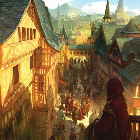 Marc Simonetti, Concept Art Landscape, Fantasy Town, Fantasy City, Fantasy Setting, Fantasy Places, Fantasy Art Landscapes, Medieval Town, Fantasy Concept Art