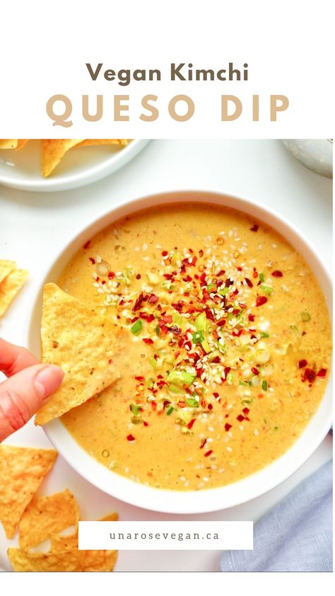 Fun, spicy and perfect for any party or get together, Kimchi Queso Dip is the ultimate cheesy dip. Super easy to make and impossible to resist. Vegan Cashew Cheese, Gluten Free Vegetables, Vegan Kimchi, Coconut Milk Yogurt, Vegan Nachos, Cheesy Dip, Vegan Cheese Sauce, Vegan Blog, Cooking App