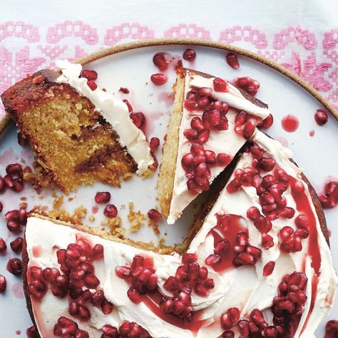 Pomegranate Passion Cake recipe on Food52 Pomegranate Cake Recipe, Pomegranate Desserts, Passion Cake, Pomegranate Dessert, Pomegranate Cake, Cultural Recipes, Arab Food, Thanksgiving 2023, Raw Cake