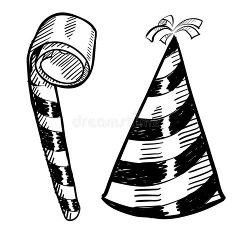 Party Blower, New Years Hat, Party Blowers, Gcse Art Sketchbook, Doodle Style, Army Wallpaper, New Year Party, Noise Makers, Clipart Black And White