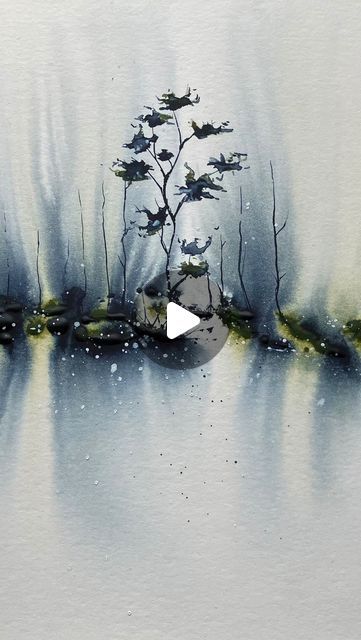 Cottage Watercolor Painting Easy, Watercolour Ideas Aesthetic, Oil Paint Abstract, Loose Watercolour Painting, Illustration Art Watercolor Drawing, Watercolour Landscape Tutorial, Abstract Watercolour Painting, Ecoline Art Ideas, Abstract Landscape Painting Watercolor