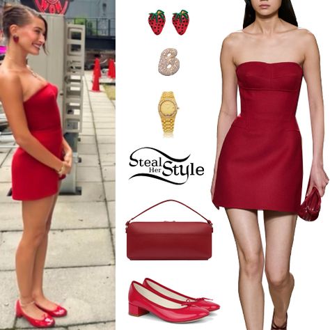 Ballet Heels, Hailey Bieber Style, Steal Her Style, Mini Dress Outfits, Heels Outfits, Clothes Outfits, Hailey Baldwin, Hailey Bieber, Red Mini Dress