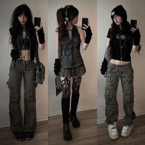 Grunge Fits, Mode Punk, New Rock, Tokyo Fashion, Alt Fashion, Swaggy Outfits, Alternative Outfits, 여자 패션, 2000s Fashion