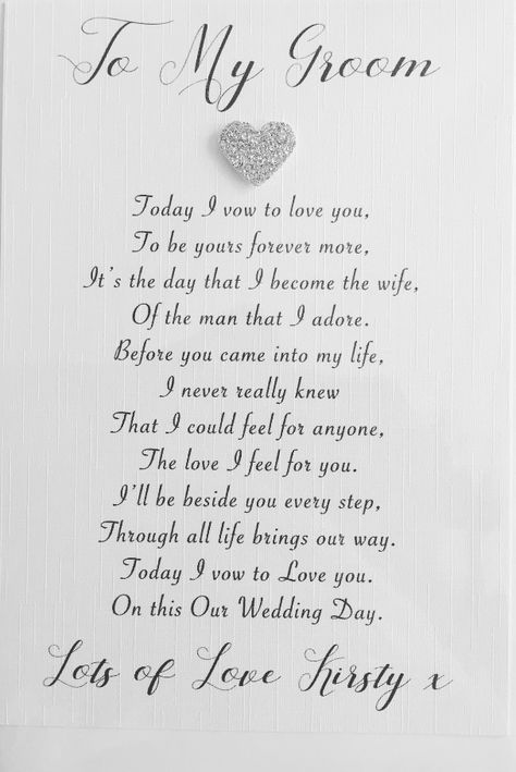 To my Groom- Wedding Poem Vowels For Wedding, Poem To My Future Husband, Meaningful Vows To Husband, Vows To Groom From Bride, Husband Gifts For Wedding Day, Wedding Day Note To Groom Love Letters, Wedding Day Quotes For Husband, Day Of Wedding Note To Groom, Wedding Notes To Groom