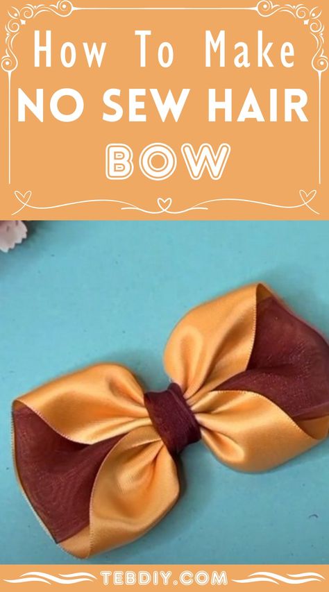 How To Make No Sew Hair Bow With Easy Steps How To Make A Hair Bow With Ribbon, Diy Hair Bows With Ribbon, Hair Bow With Ribbon, Hair Bows With Ribbon, Bows With Ribbon, Homemade Hair Bows, Make A Hair Bow, Bow With Ribbon, No Sew Bow