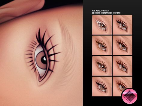 The Sims Resource - 2D Eyelashes N125 Sims 4 Skin Eyelashes, Mod Cc Sims 4, Sims 4 Cc Makeup Eyelashes, Sims Eyelashes, Sims 4 Cc Eyelashes, Cc Eyelashes, Sims 4 Eyelashes, Gothic Eyeliner, Sims4 Makeup