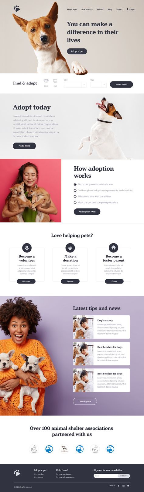 Adopt a pet (responsive web) on Behance Animal Adoption Website Design, Dog Website Design, Animal Website, Dog Grooming Website Design, Dog Website Design Inspiration, Animal Rescue Website Design, Pet Adoption Website Design, Pet Website Design Inspiration, Pet Website Design