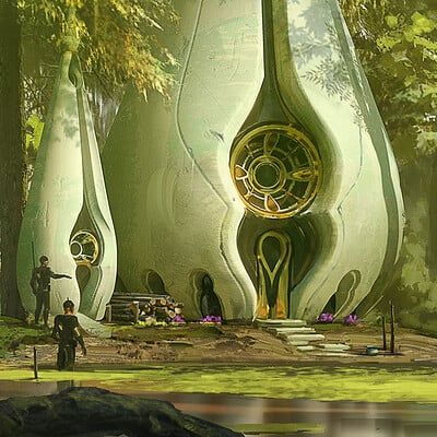 Circular Windows, Sci Fi Environment, Concept Art World, Modern Library, Biophilic Design, Space Fantasy, Organic Architecture, Futuristic Art, Fantasy Places