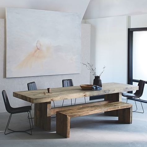 Emmerson 62 Wood Table Bench, Dining Table Reclaimed Wood, Reclaimed Wood Kitchen Table, Wood Dining Table Bench, Reclaimed Wood Dining Table Farmhouse, West Elm Emmerson Dining Table, Dining Table Rectangle Wood, Mountain Modern Dining Table, Rectangle Kitchen Table With Bench