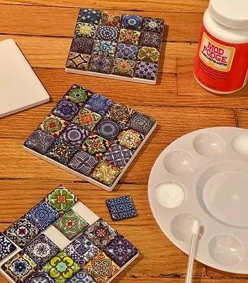 Easy DIY Tile Coasters Tile Coasters Diy, Diy Tile Coasters, Leftover Tile, Diy Coasters Tile, Visual Learner, Square Tiles, Square Ceramic, Diy Tile, Square Coasters