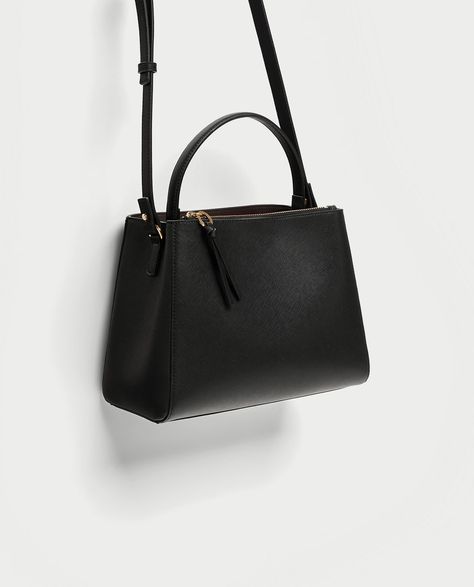 MEDIUM TOTE BAG WITH ZIP-View all-BAGS-WOMAN | ZARA United States Medium Tote Bag, Cheap Purses, Popular Handbags, Zara Bags, Girly Bags, Black Handbag, Cute Handbags, Kelly Bag, Cheap Handbags