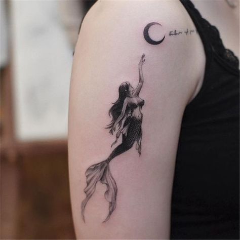 Mermaid Tattoo, A Mermaid, A Tattoo, Tattoo On, Tattoo Designs, Mermaid, I Hope, Moon, Fish